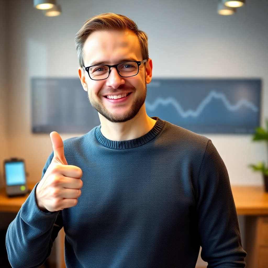 Māris Linde showing a thumbs up