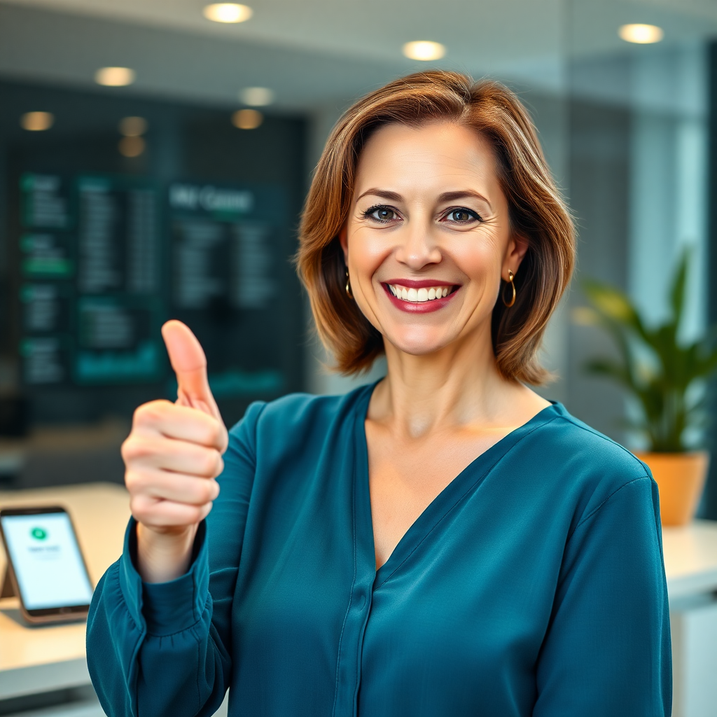 Sandra Kalna showing a thumbs up