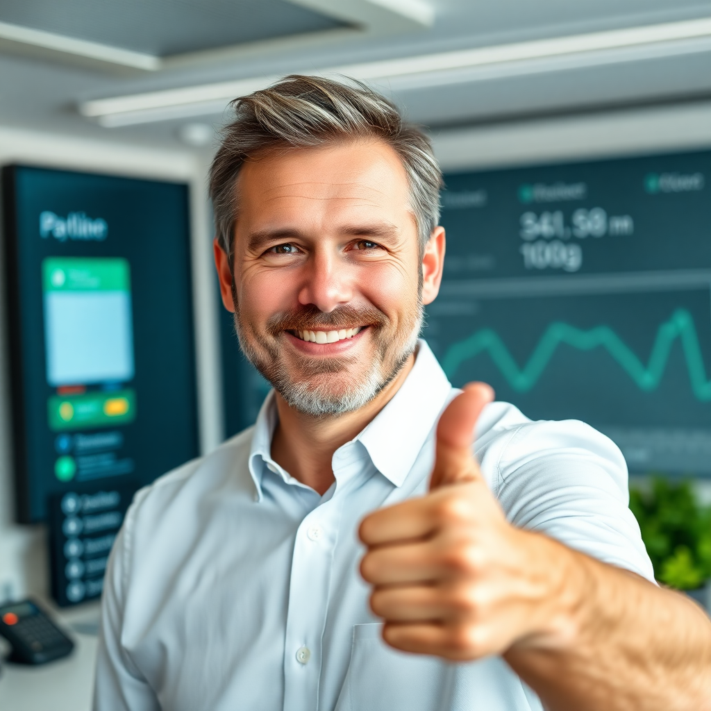 Jānis Vītols showing a thumbs up